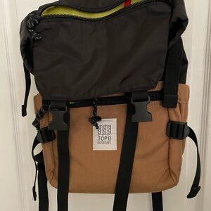 Topo Designs Black and Tan Backpack 20L